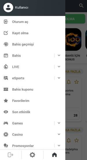 melbet uygulama menüleri